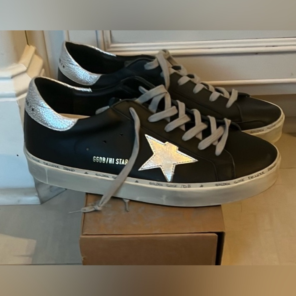 Golden Goose Black and Silver Sneakers